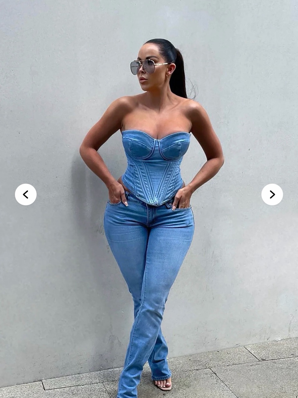 Fashion Nova Light Blue Denim Corset Top